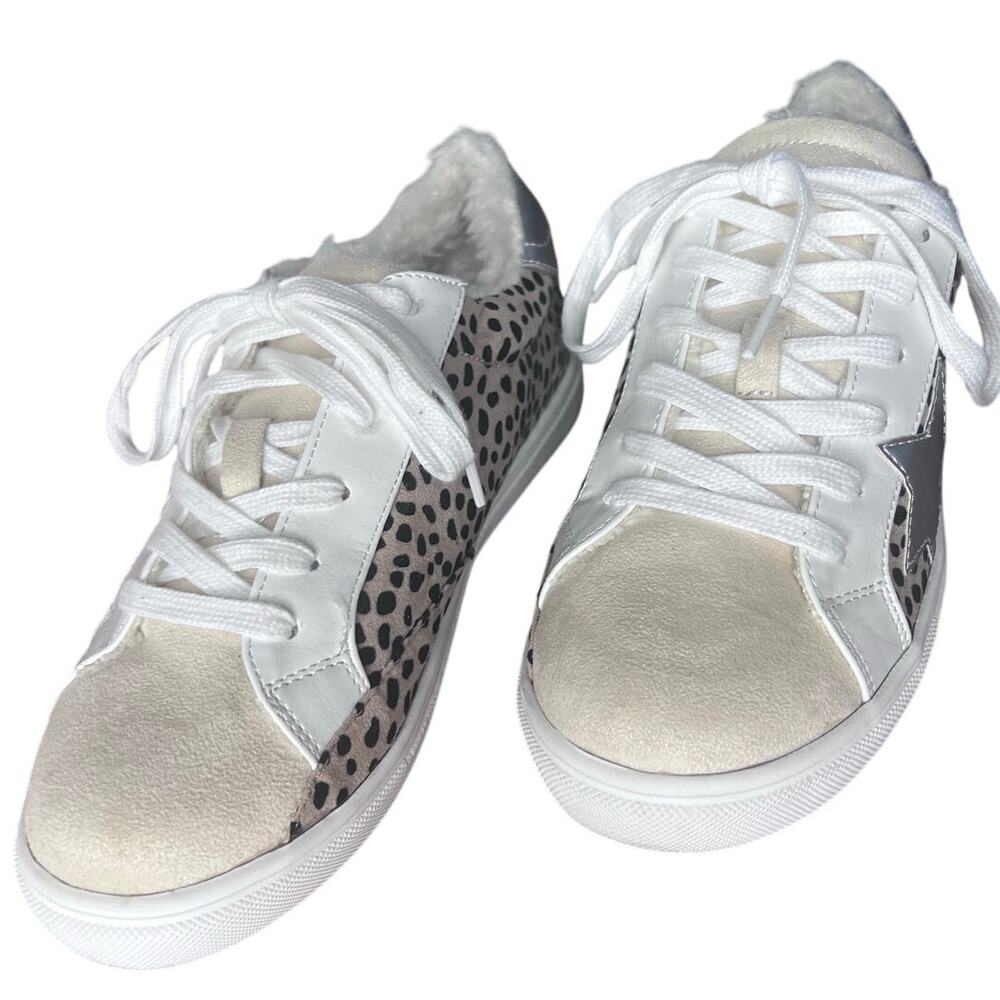 Leopard Print Faux Suede Fur Casual Tennis Shoe Women's 8‎